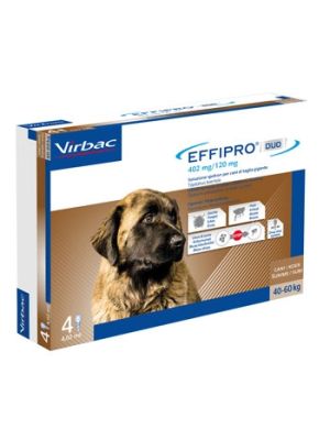 EFFIPRO DUO CANI 40-60 KG 4 PIPETTE SPOT-ON  ANTIPARASSITARIO CONTRO ZECCHE, PULCI E UOVA DI PULCI  