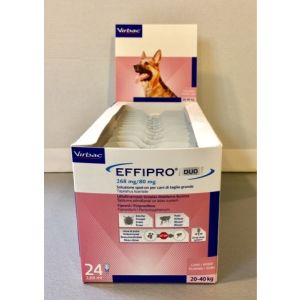 EFFIPRO DUO CANI 20-40 KG  24 PIPETTE SPOT-ON  ANTIPARASSITARIO CONTRO ZECCHE, PULCI E UOVA DI PULCI  